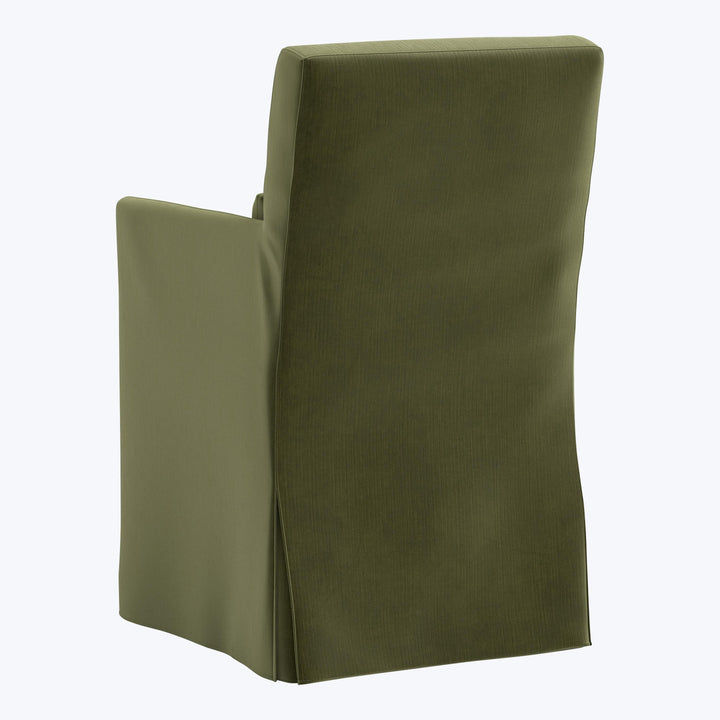 Rye Slipcover Dining Armchair Performance Velvet Moss