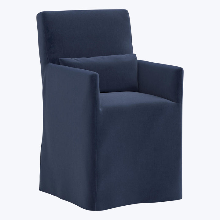Rye Slipcover Dining Armchair Performance Velvet Ocean