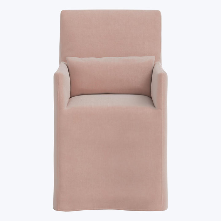 Rye Slipcover Dining Armchair Performance Velvet Pink Champagne
