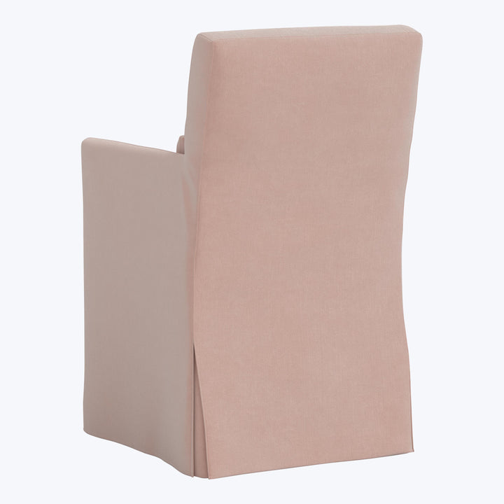 Rye Slipcover Dining Armchair Performance Velvet Pink Champagne