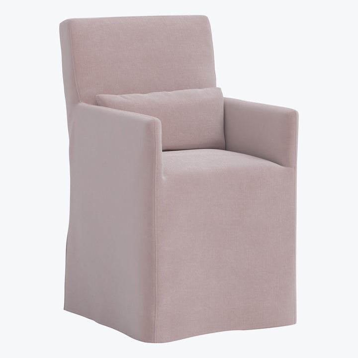 Rye Slipcover Dining Armchair Performance Velvet Plum Frost