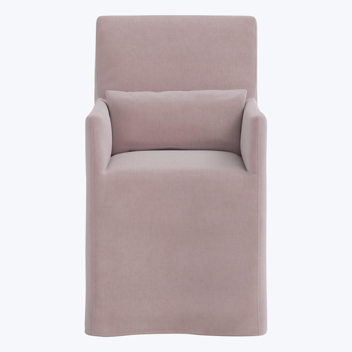 Rye Slipcover Dining Armchair Performance Velvet Plum Frost