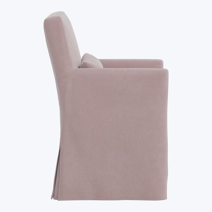 Rye Slipcover Dining Armchair Performance Velvet Plum Frost