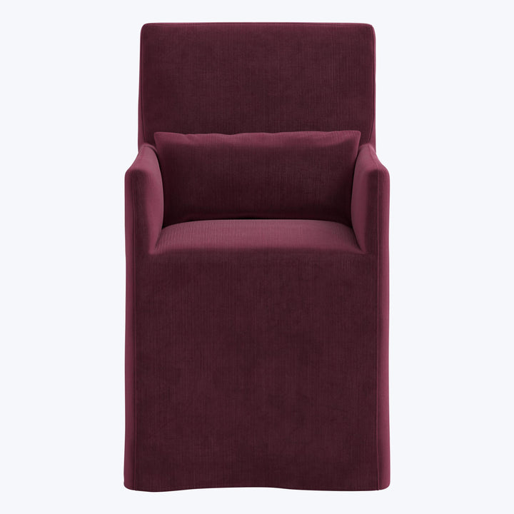 Rye Slipcover Dining Armchair Performance Velvet Raisin