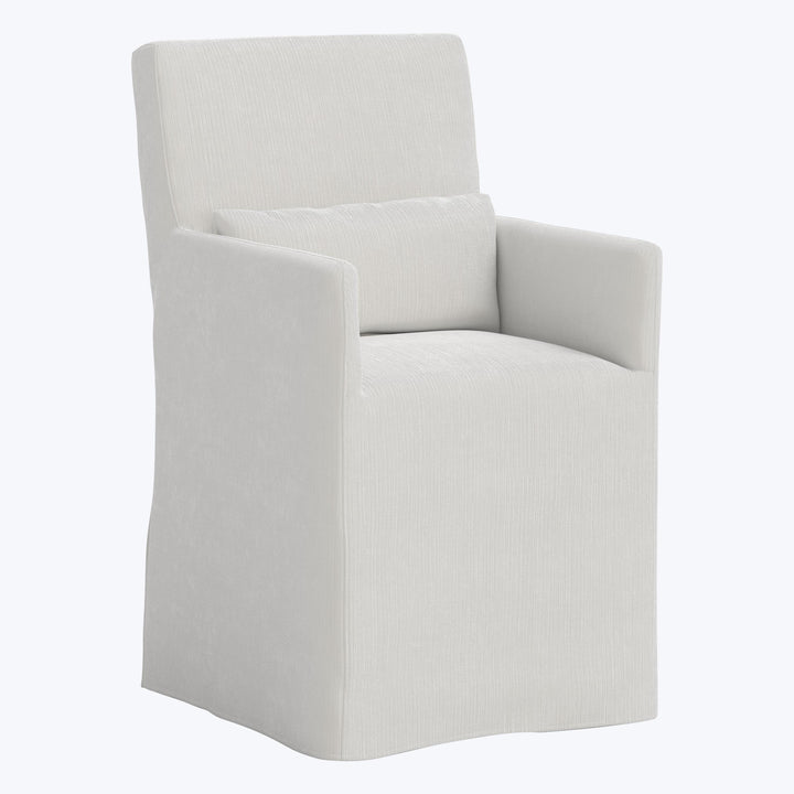 Rye Slipcover Dining Armchair Performance Velvet Snow