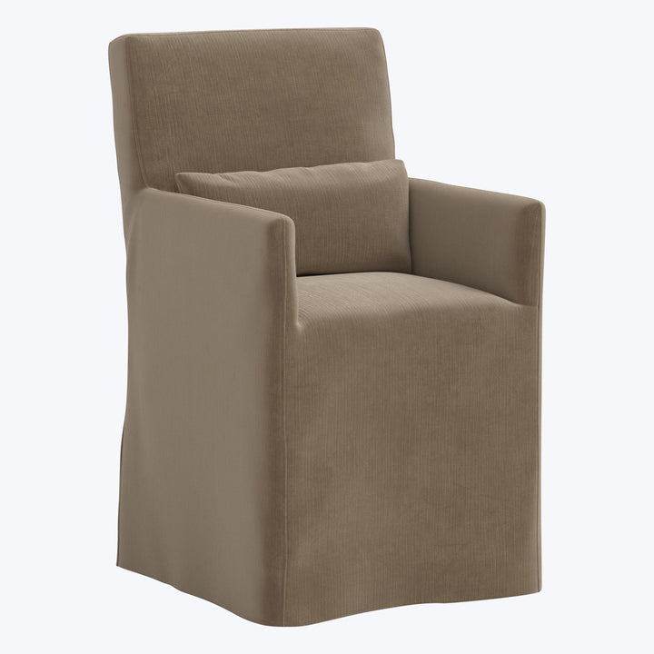 Rye Slipcover Dining Armchair Performance Velvet Walnut