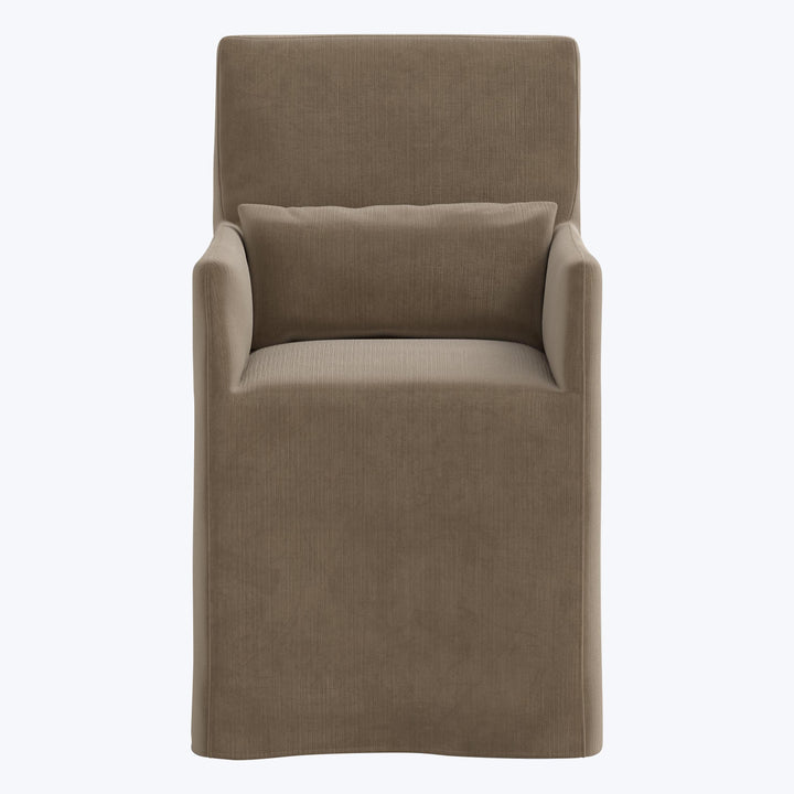 Rye Slipcover Dining Armchair Performance Velvet Walnut