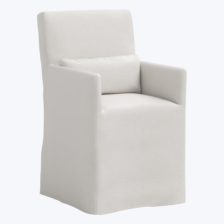 Rye Slipcover Dining Armchair Velvet Light Grey