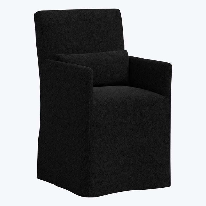 Rye Slipcover Dining Armchair Zuma Linen Black