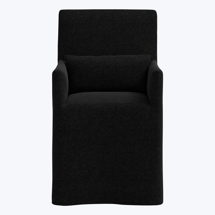 Rye Slipcover Dining Armchair Zuma Linen Black