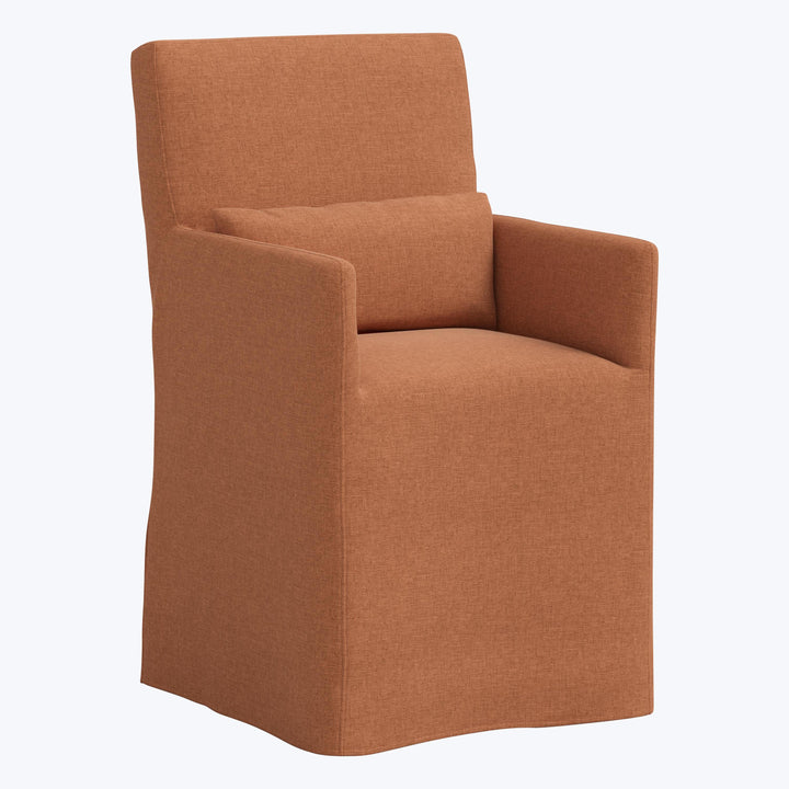 Rye Slipcover Dining Armchair Zuma Linen Terracotta