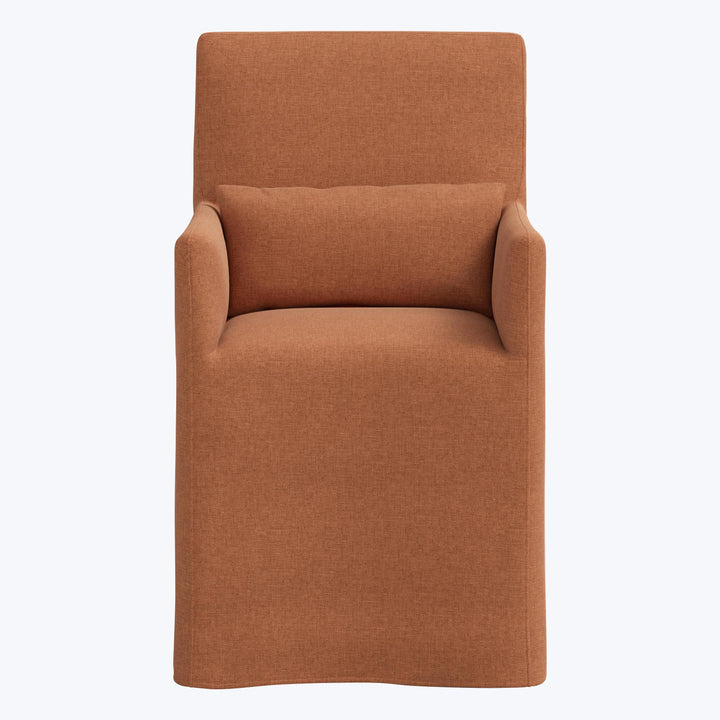 Rye Slipcover Dining Armchair Zuma Linen Terracotta