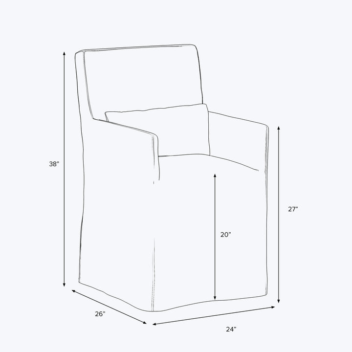 Rye Slipcover Dining Armchair Zuma Linen White