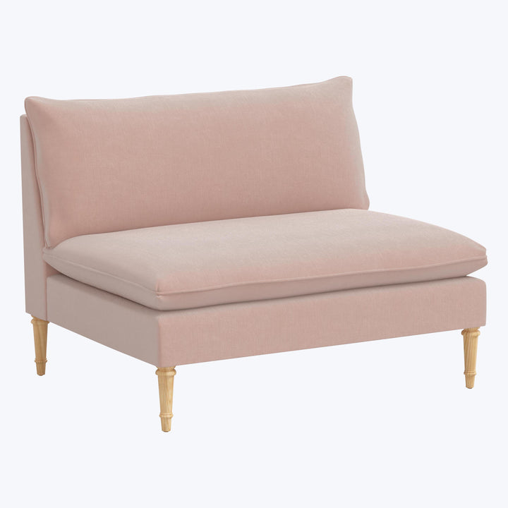 Laurel Settee Performance Velvet Pink Champagne