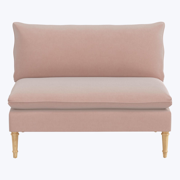 Laurel Settee Performance Velvet Pink Champagne