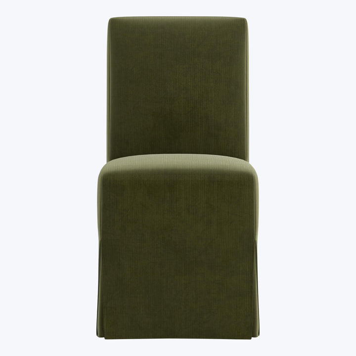 Rye Slipcover Dining Chair Performance Velvet Moss