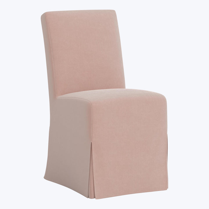Rye Slipcover Dining Chair Performance Velvet Pink Champagne