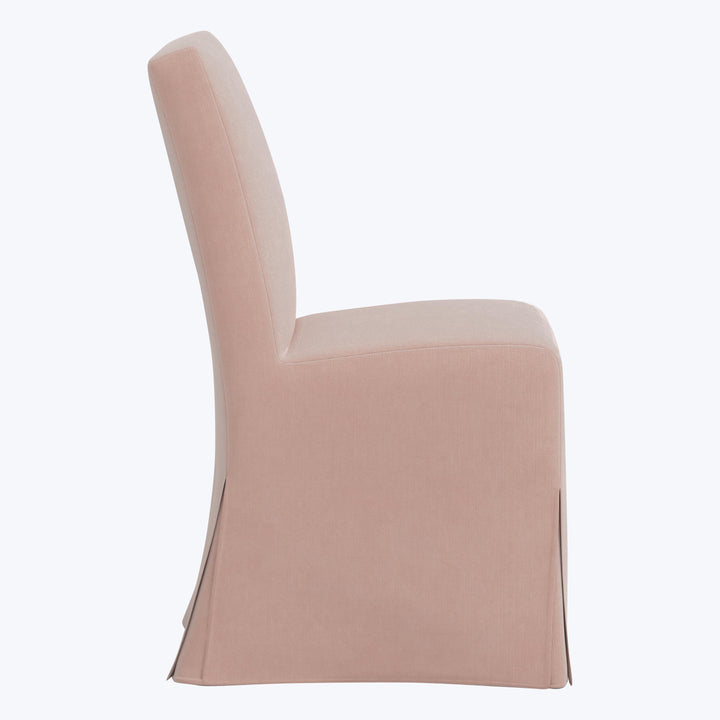 Rye Slipcover Dining Chair Performance Velvet Pink Champagne