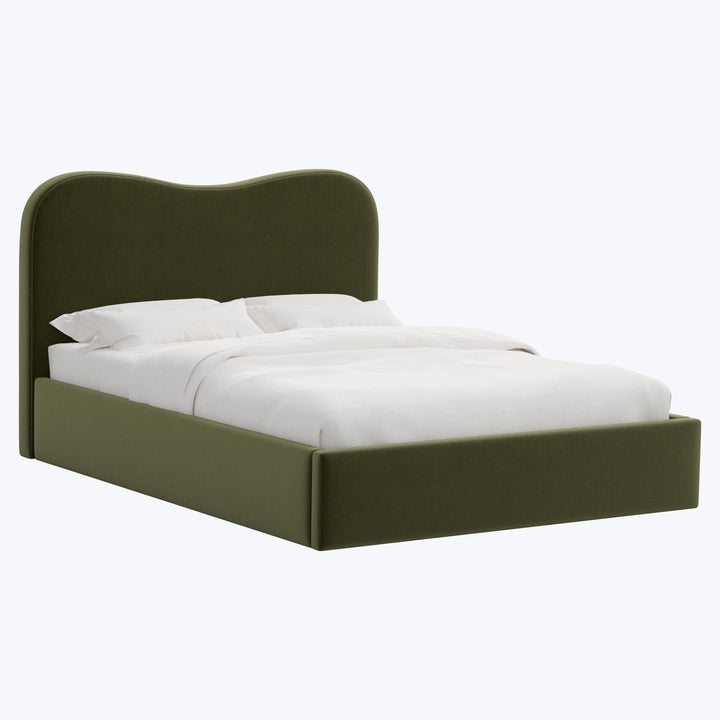 Hayes Platform Bed Twin / Performance Velvet Moss