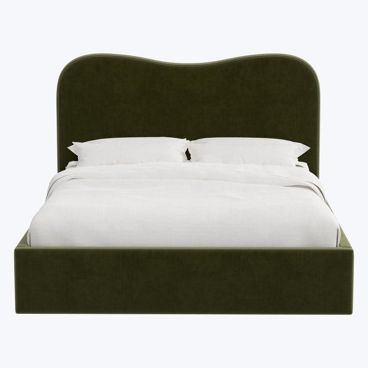 Hayes Platform Bed King / Performance Velvet Moss