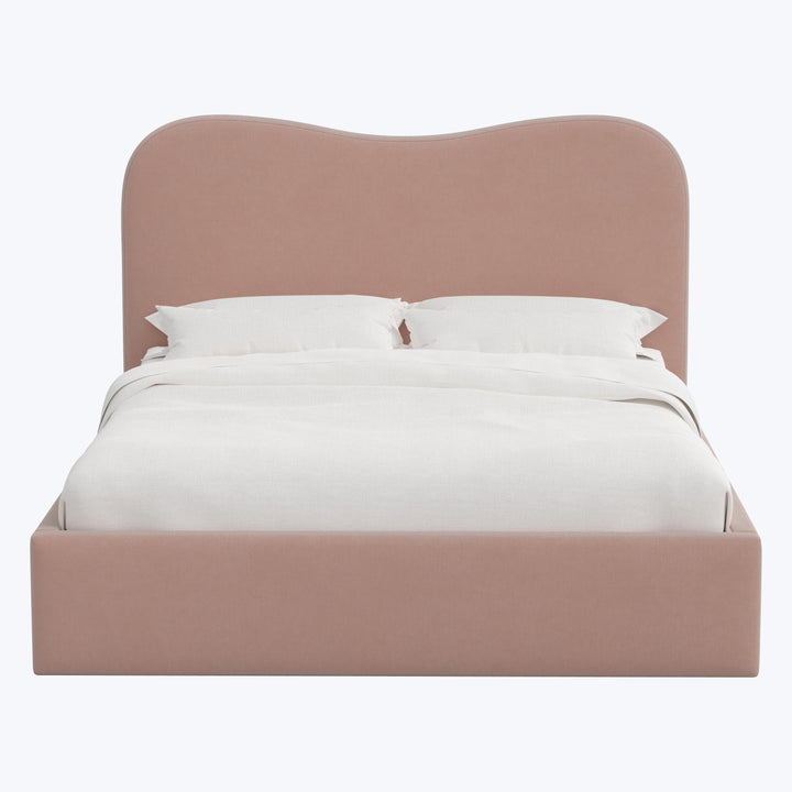 Hayes Platform Bed King / Performance Velvet Pink Champagne