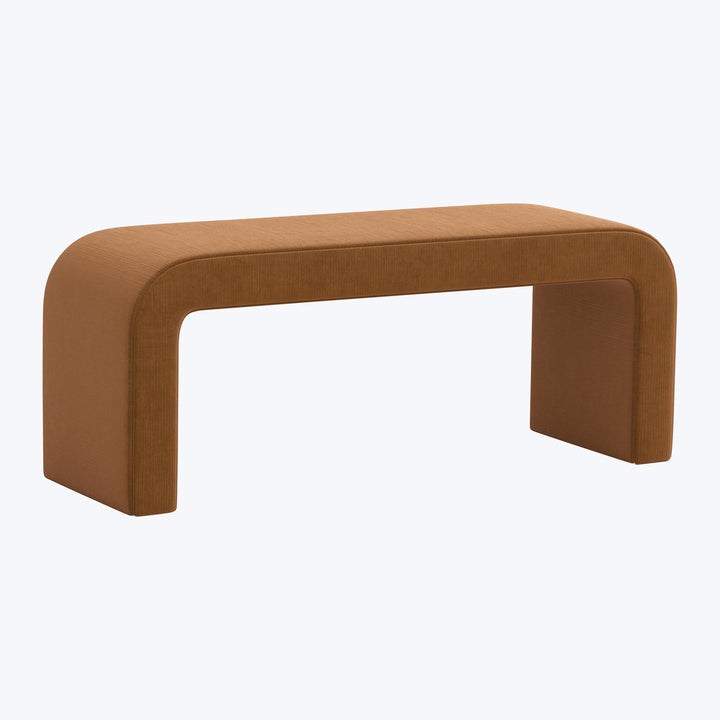 Nora Upholstered Bench Performance Velvet Copper