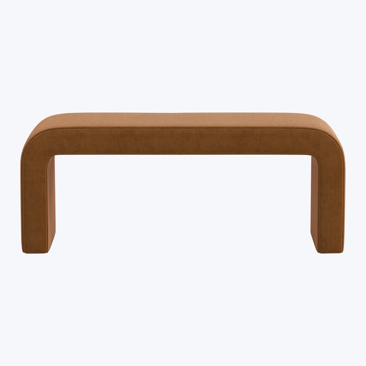 Nora Upholstered Bench Performance Velvet Copper