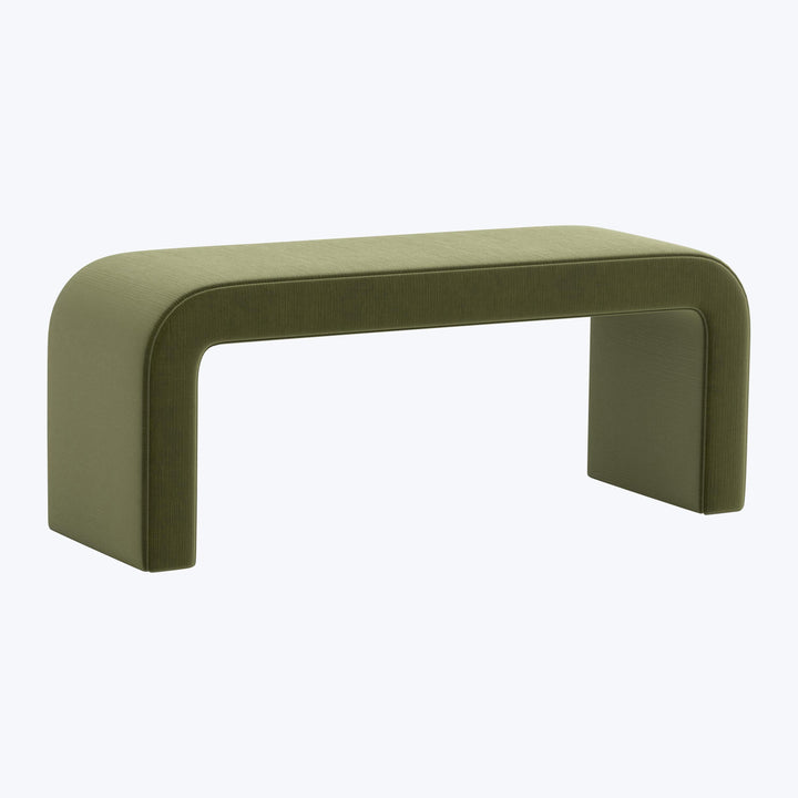 Nora Upholstered Bench Performance Velvet Moss
