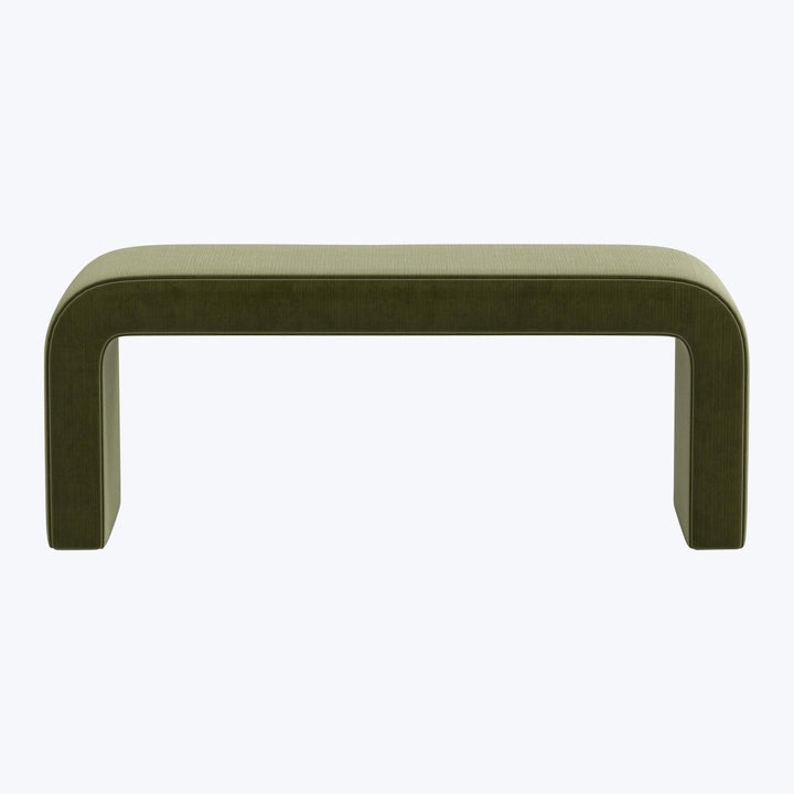 Nora Upholstered Bench Performance Velvet Moss