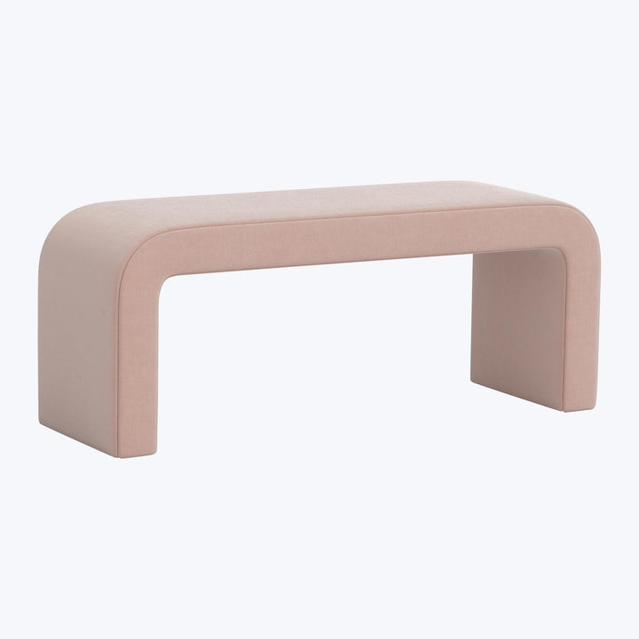 Nora Upholstered Bench Performance Velvet Pink Champagne