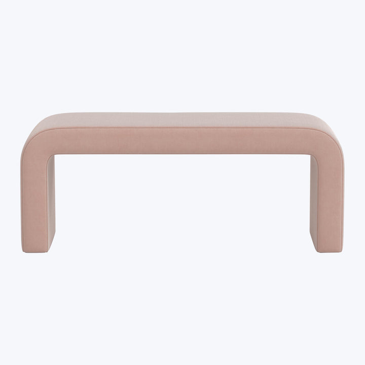 Nora Upholstered Bench Performance Velvet Pink Champagne