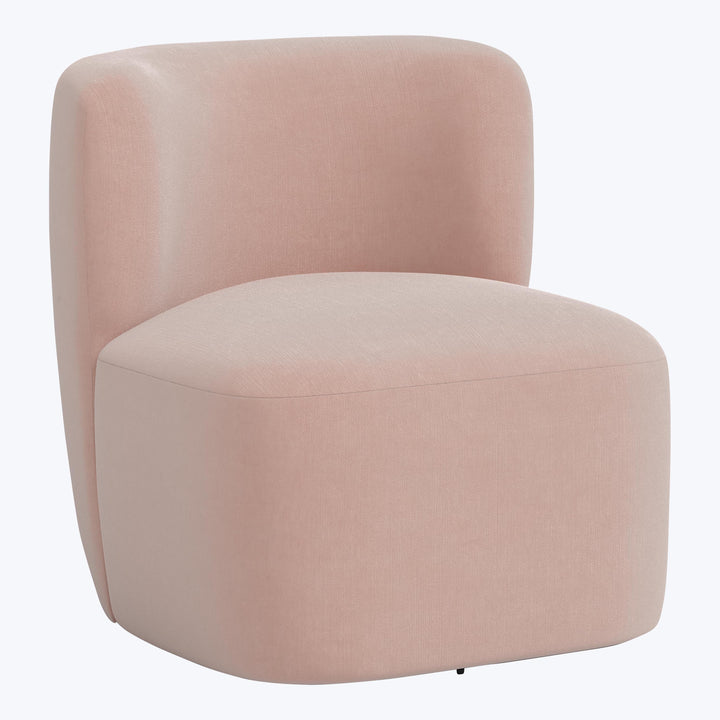 Nia Swivel Chair Performance Velvet Pink Champagne