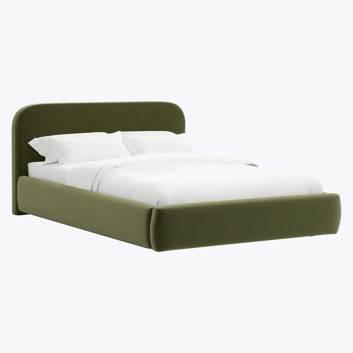 Emme Platform Bed Twin / Performance Velvet Moss