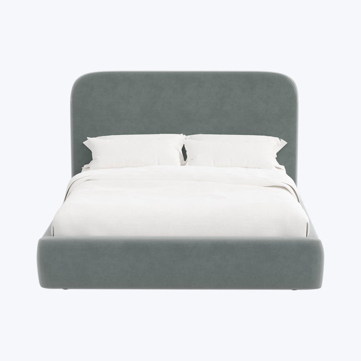 Emme Tall Platform Bed Twin / Performance Velvet Lichen