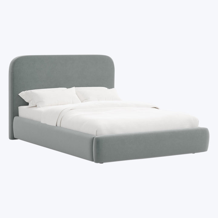 Emme Tall Platform Bed Twin / Performance Velvet Lichen