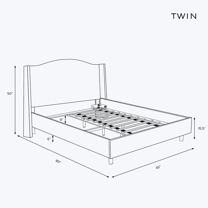 Ellis Platform Bed Twin / Performance Velvet Copper