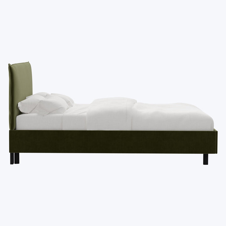 Willow Platform Bed Twin / Performance Velvet Moss