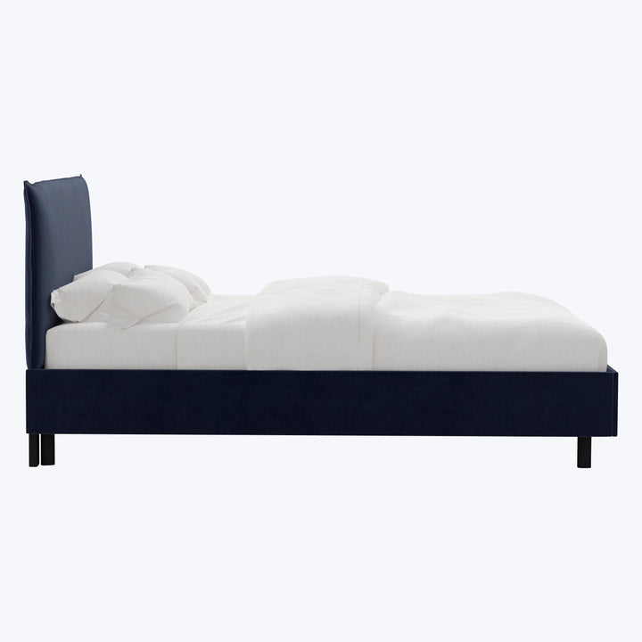 Willow Platform Bed Twin / Performance Velvet Ocean