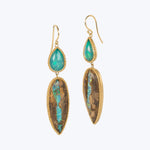 One of a Kind Opalized Wood and Ethiopian Opal Earrings