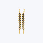 Long Black Diamond Textile Earring