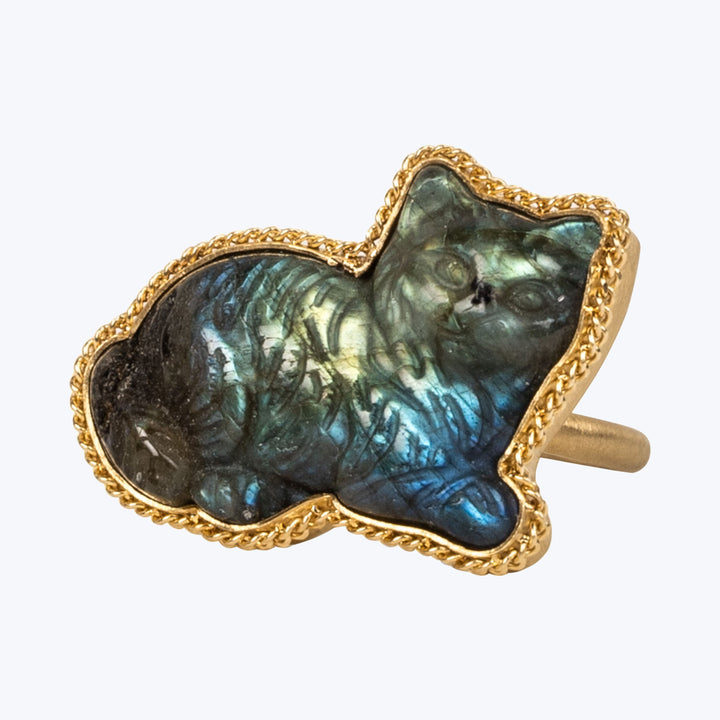 Limited Edition Carved Labradorite Cat Ring