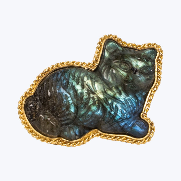 Limited Edition Carved Labradorite Cat Ring
