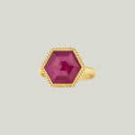 One of a Kind Large Hexagon Ruby Ring