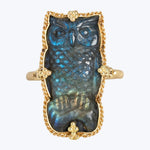 One of a Kind Carved Labradorite Owl Ring