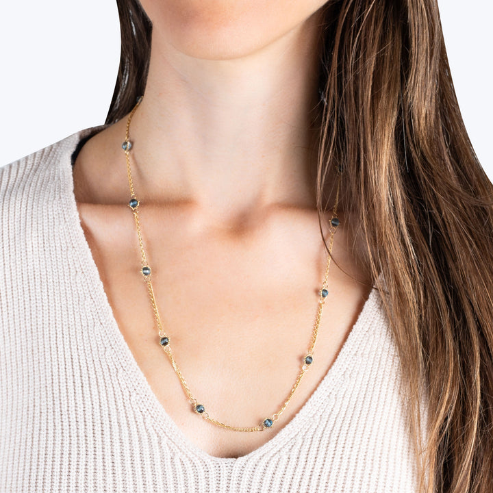 Textile Necklace (36") in London Blue Topaz