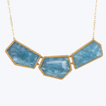One of a Kind Large 3 Stone Aquamarine Necklace