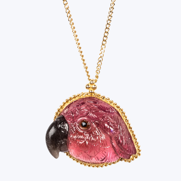 One of a Kind Tourmaline Pink Parrot Necklace