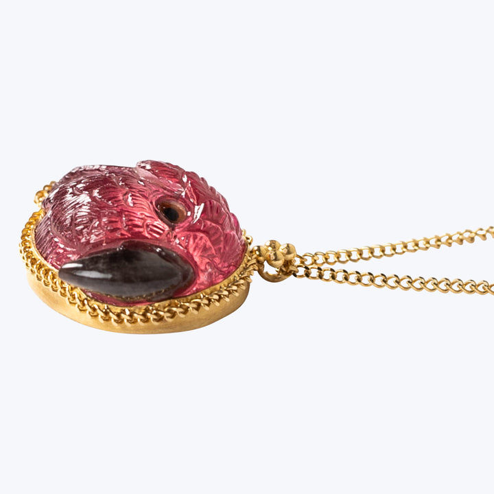 One of a Kind Tourmaline Pink Parrot Necklace
