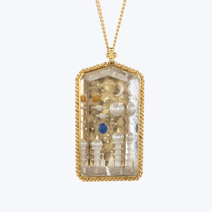 One of a Kind Futuristic Scene Quartz Necklace