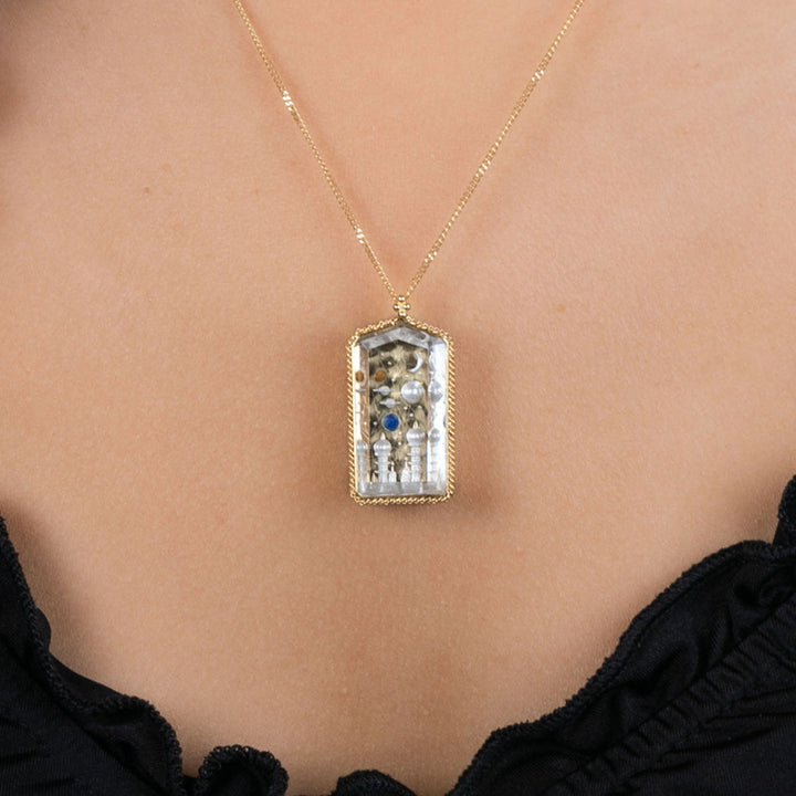 One of a Kind Futuristic Scene Quartz Necklace